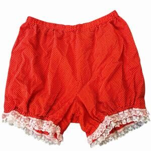 Vintage Handmade Red And White Polkadot Ruffle Bloomer Shorts Size M Women’s
